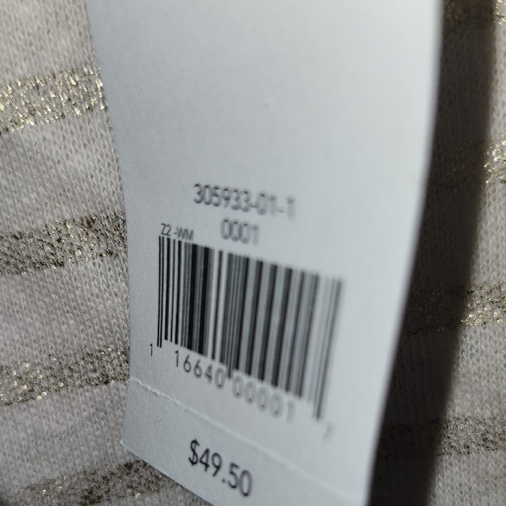 Nwt Chic Cream Striped Women's Top Long Sleeve - Picture 3 of 5
